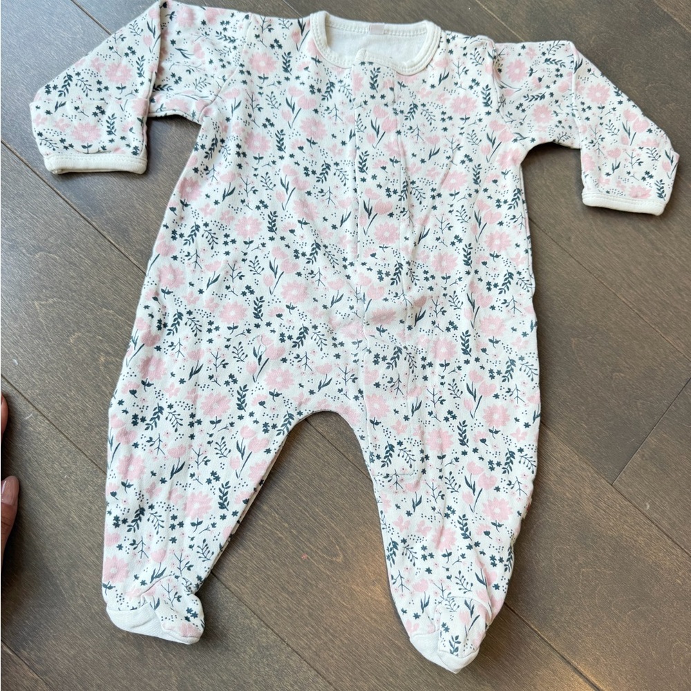 Floral Footed One-Piece Pajamas - Pink Floral